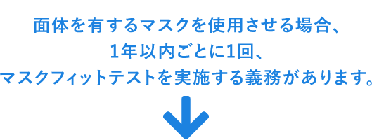 面体を有するマスクを使用させる場合、1年以内ごとに1回、マスクフィットテストを実施する義務があります。